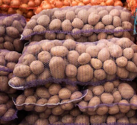 Potatoes in mesh bags